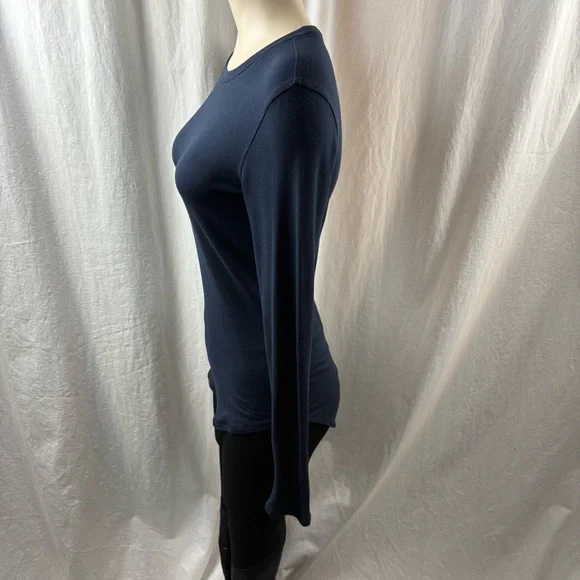 Kit and Ace Navy Crew Neck Cashmere Blend Long Sleeve Top 6 - Picture 5 of 11